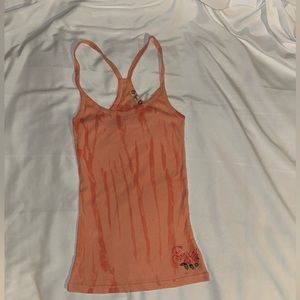 Early 2000’s Guess, Tank Top, Medium, Embroidered logo, Peach Color. Racer back